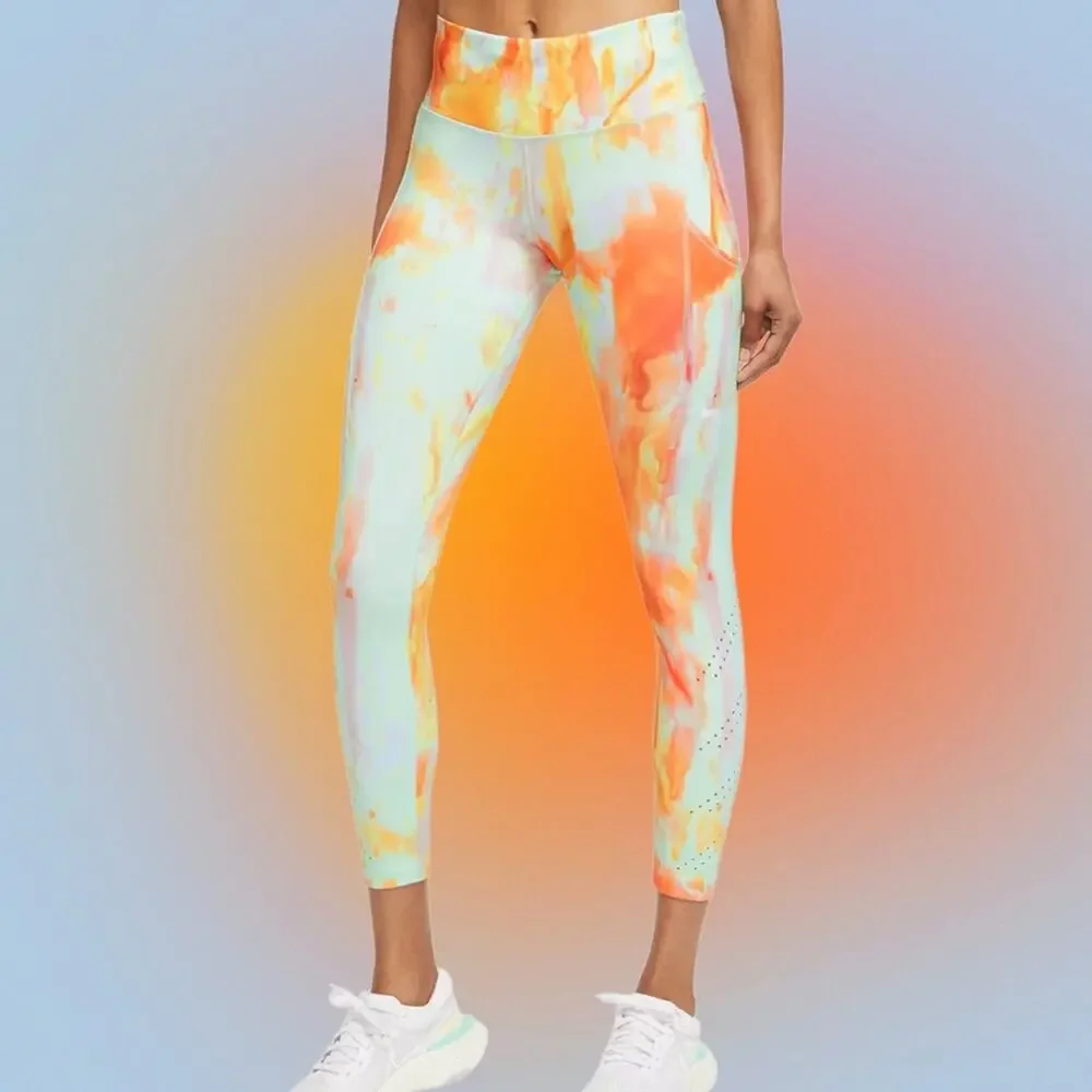 NIKE LUXE Women’s Small Mint / Orange Leggings